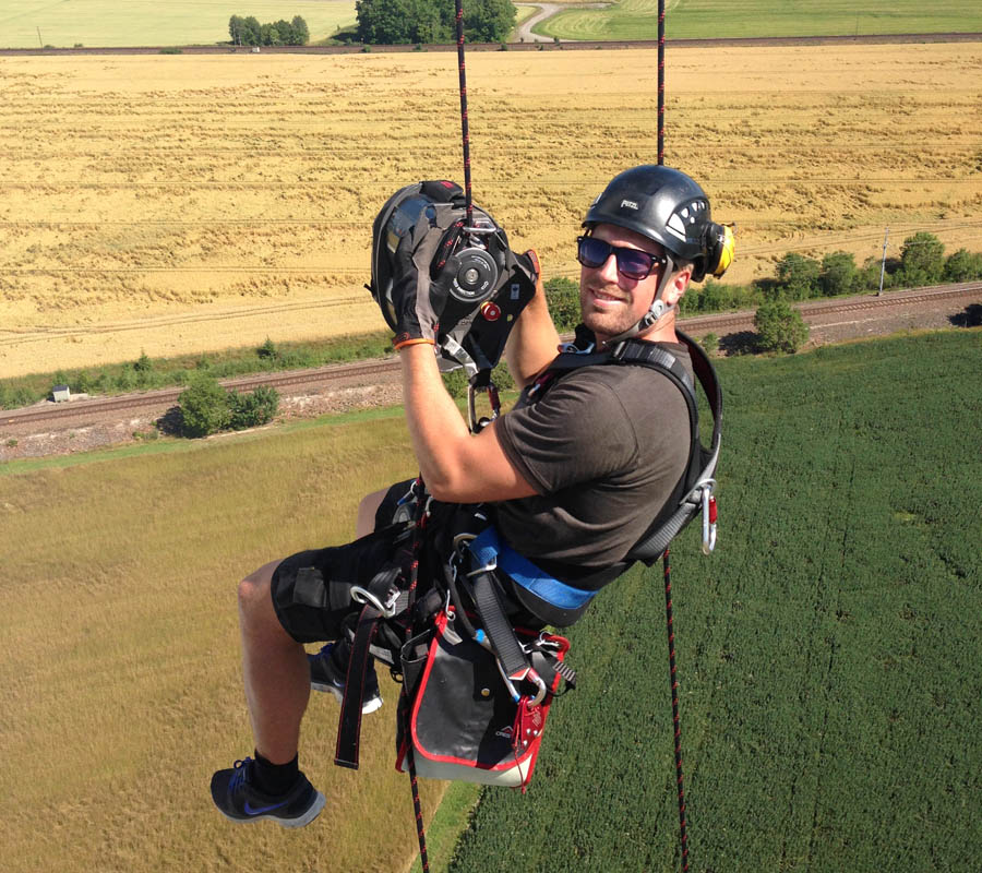 Inspektion rotorblad Vestas V90 med Rope Access Inspektion rotorblad Vestas V90 med Rope Access